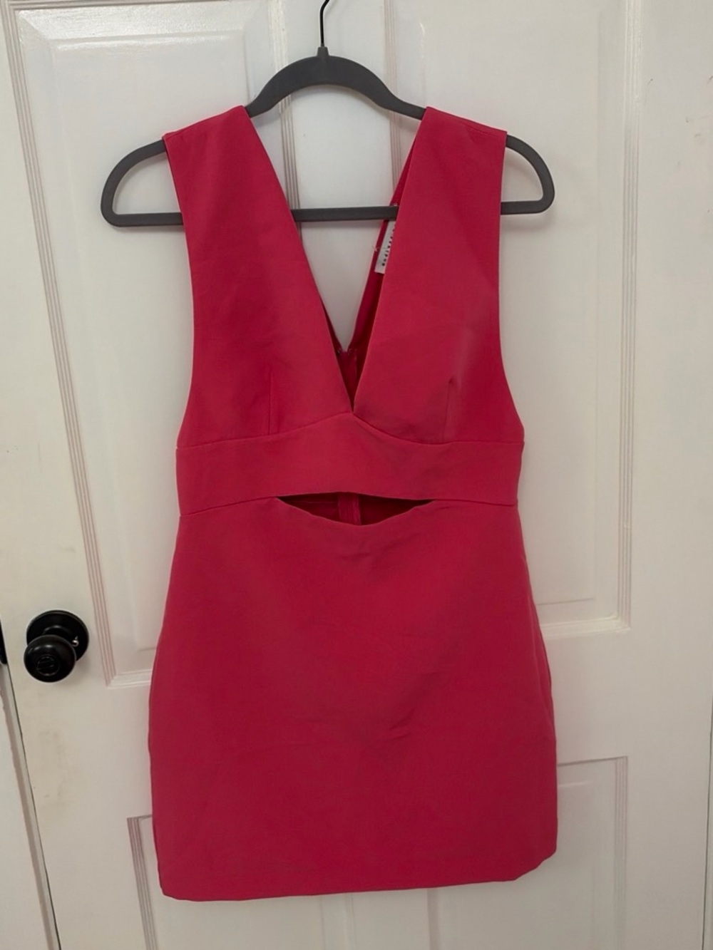 Endless Rose Hot Pink V-Neck Mini Dress with Front Cutout